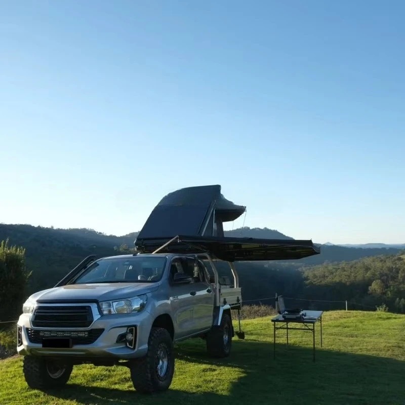 DrunkenXp Upgraded Double Slots Solar Panel Aluminum Corners Hard Shell Triangle Car Roof Top Tent